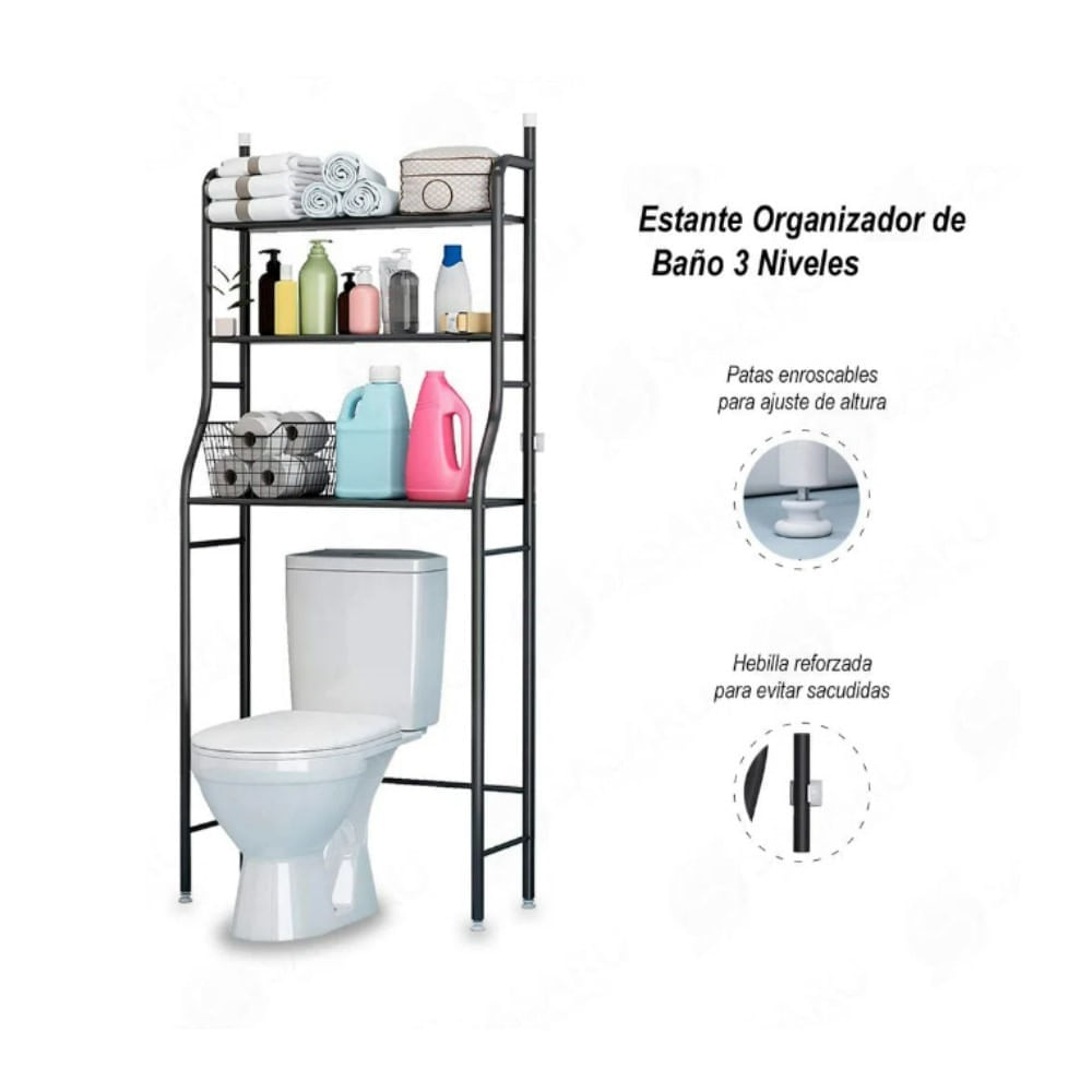 Organizador De Baño 3 Niveles Estante Sobre Inodoro Metal I Oechsle -  Oechsle