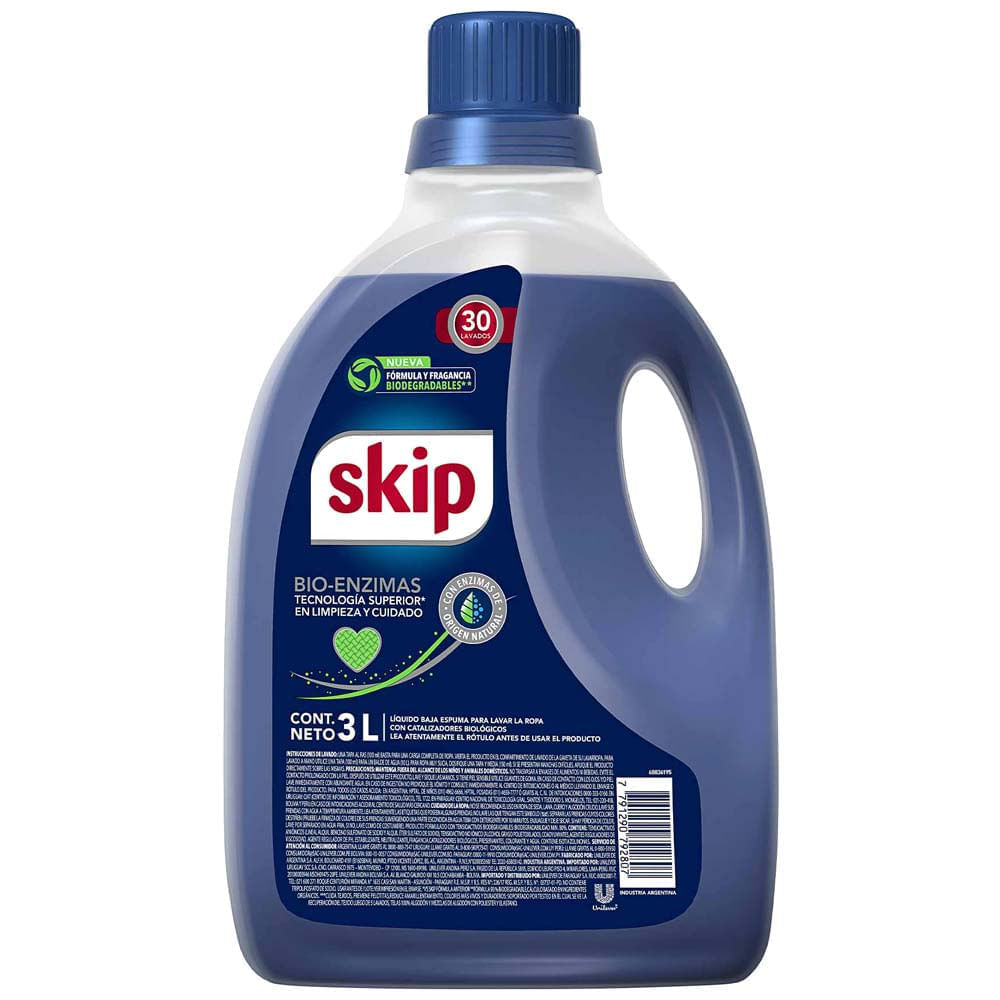 Detergente SKIP Líquido Bio Enzimas Botella 3L