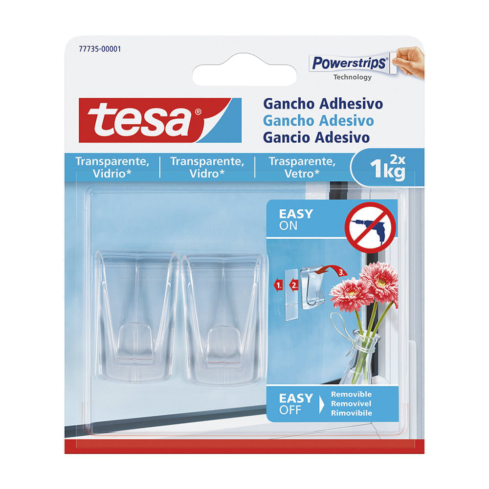 Gancho Adhesivo Deco Transparente Tesa Pack 2 Unidades