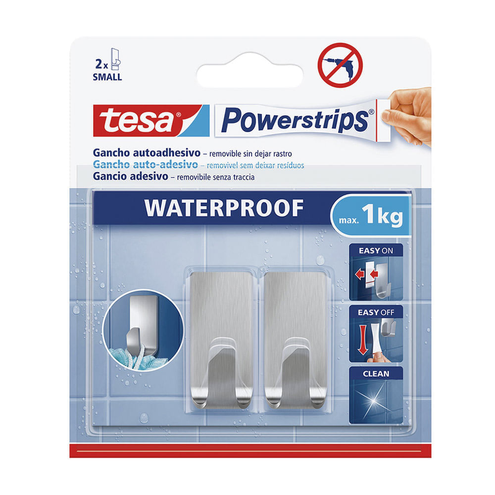 Gancho Adhesivo Tesa Powerstrips Resistente al Agua Tamaño S