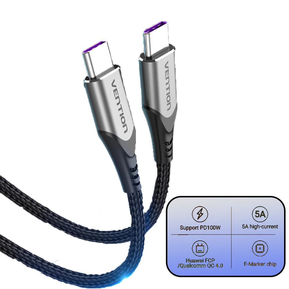 Cable Vention USB tipo C a USB tipo C 100W (1 metro)