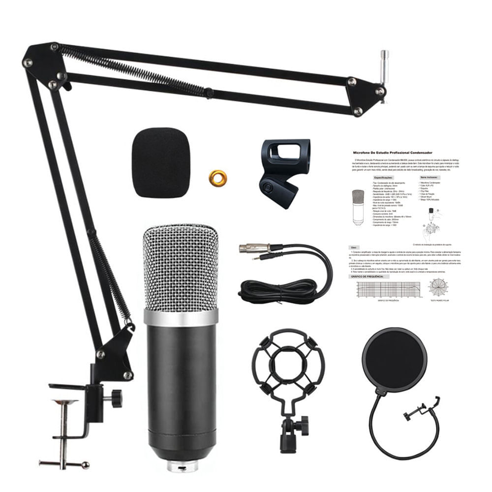 Kit de Micrófono para Podcast Shure Mv7 con Auriculares Shure Srh440 y  Soporte para Micrófono Negro I Oechsle - Oechsle