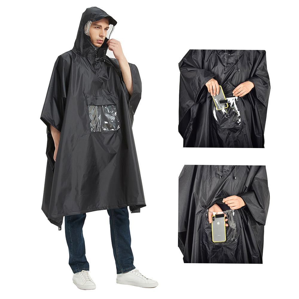 Poncho Impermeable para lluvia TOMSHOO Y15790 Negro