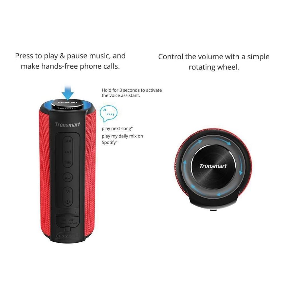 Parlante Tronsmart T6 Plus Resistente al Agua IPX6 NFC Color Rojo