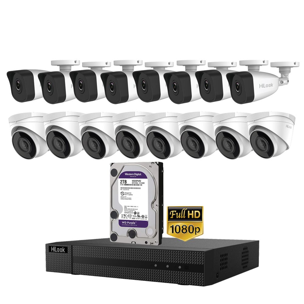 Camara de Seguridad Ip Poe Full HD 1080P Kit 4 Disco 2TB WD Purpura