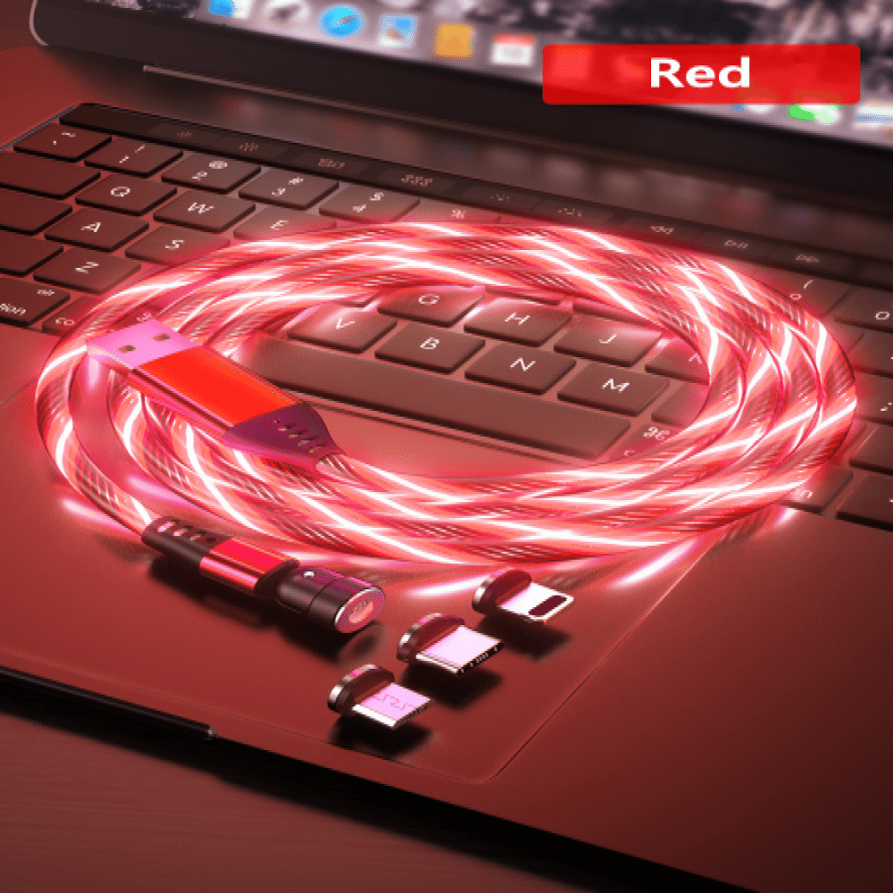 Cable Cargador Led Magnético 3A Greenport 540 MicroUsb Tipo C Ios Rojo 1M