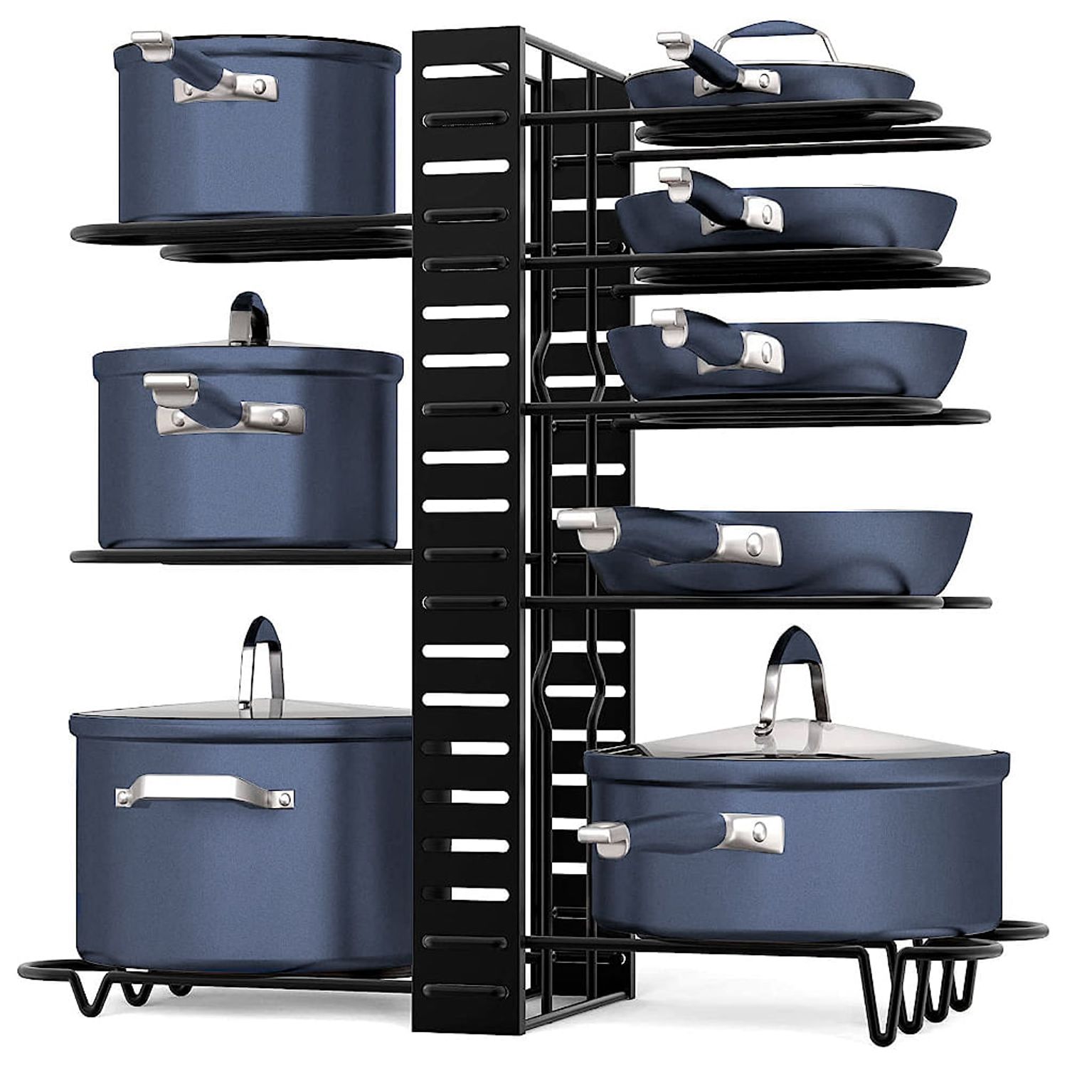 ollas y sartenes organizador de ollas organizador ajustable 8 niveles pan  rack para cocina contador gabinete