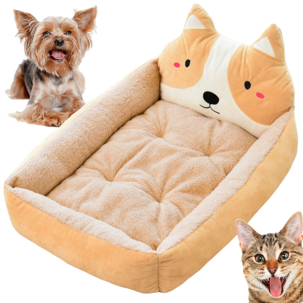 Cama para Mascotas Rectangular Diseño Perro Crema | Oechsle - Oechsle