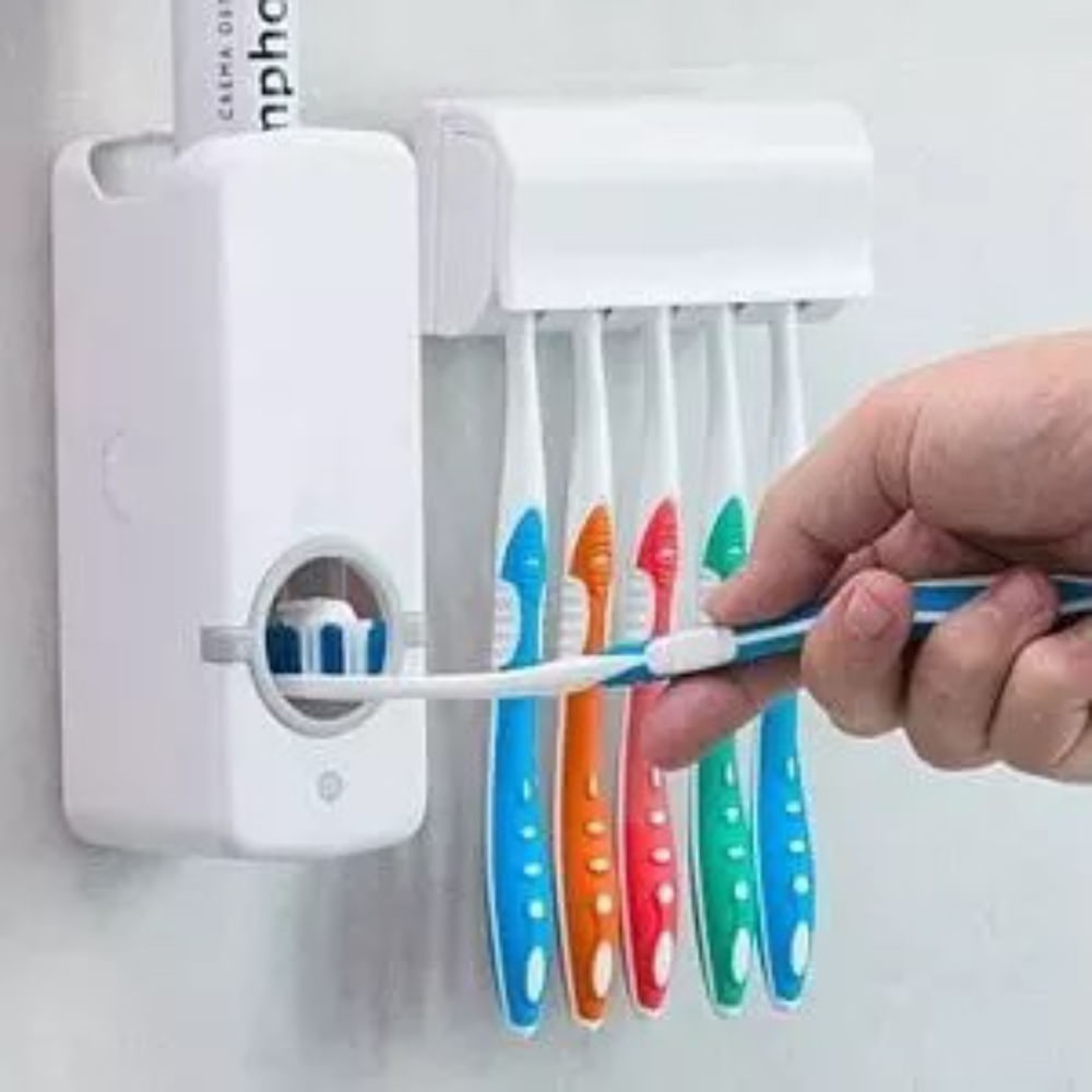 Dispensador de Pasta Dental con Guarda Cepillos