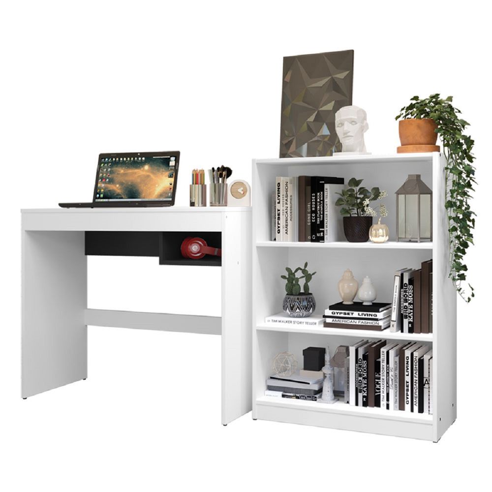 Mueble Escritorio Pc Madesa E Estante Librero Organizador Blanco - Promart