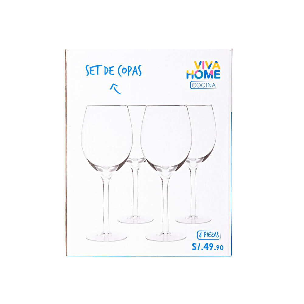 Set de Copas de Vino VIVA HOME Caja 4un