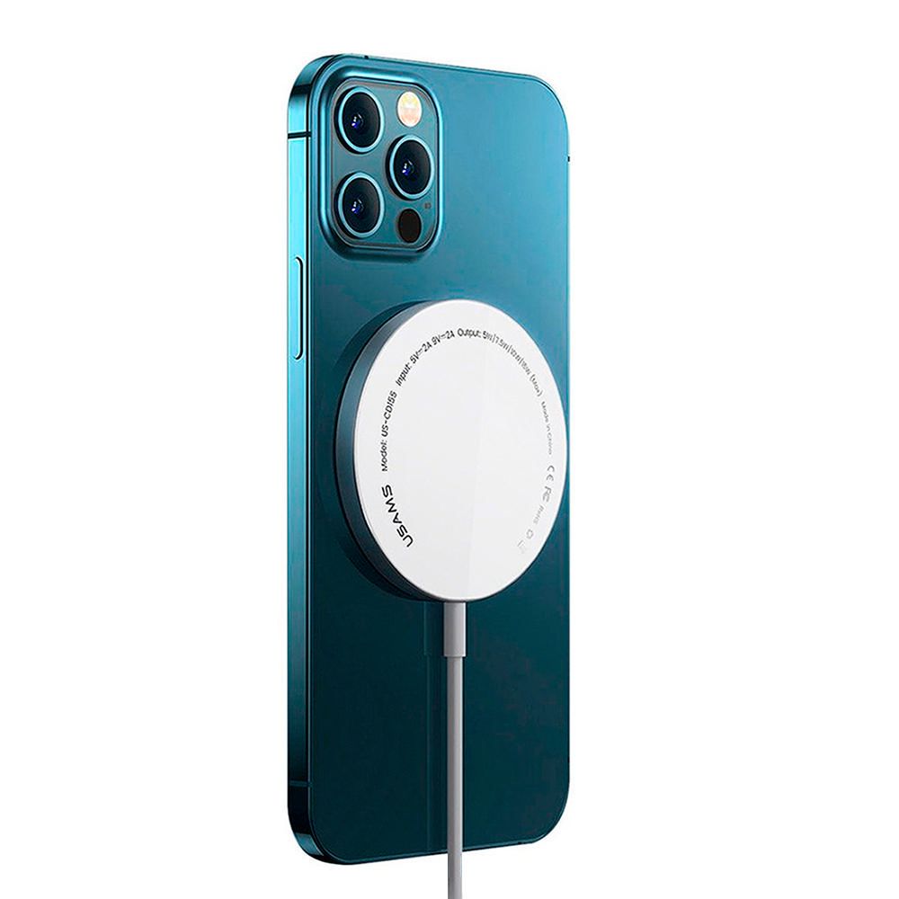 Cargador Inalámbrico Magnético Usams US-CD155 15W para iPhone 12 Blanco