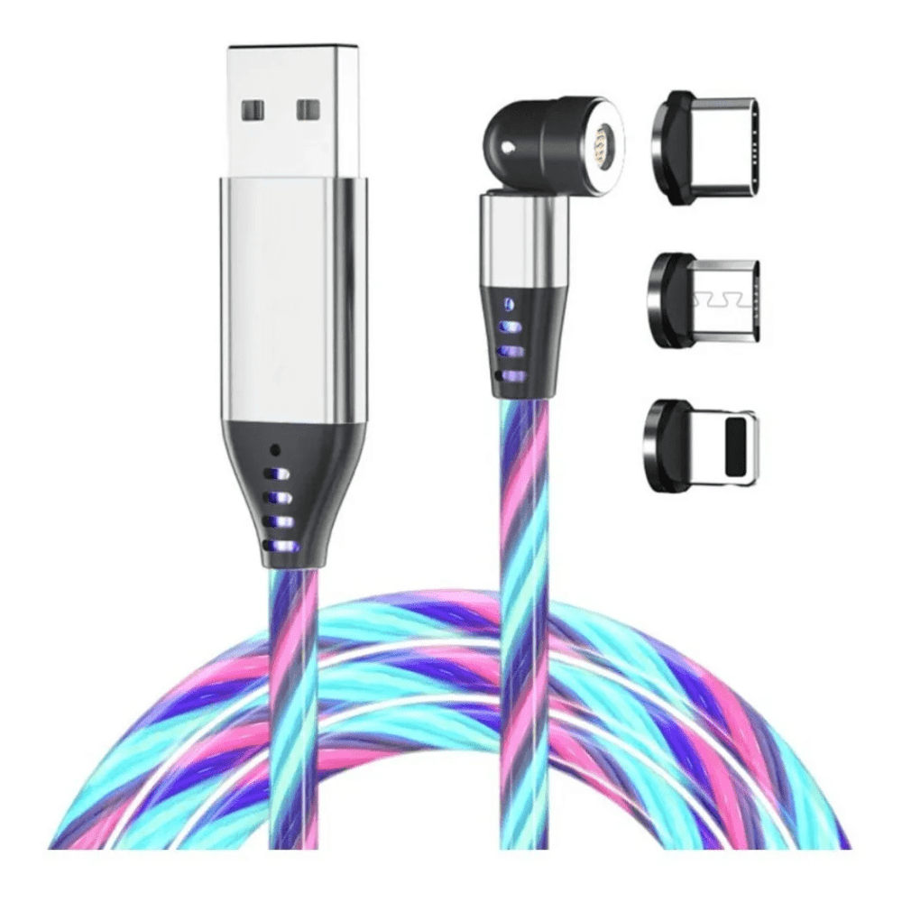 Cable Cargador Led Magnético 3A Greenport 3A 540 MicroUsb Tipo C Ios White 1M