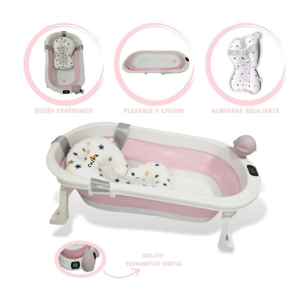 Bañera Pleglable Baby Kits Jelly Rosado con Termostato