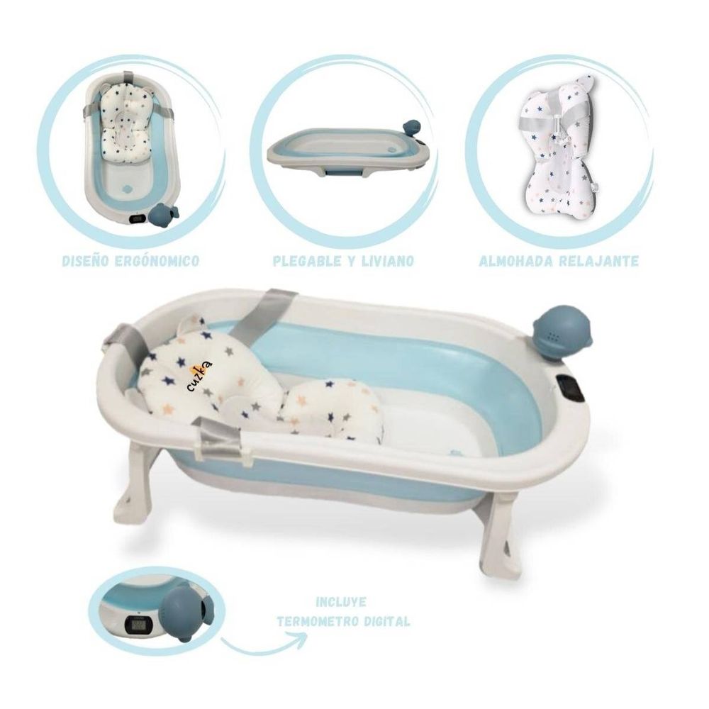 Bañera Pleglable Baby Kits Jelly Azul con Termostato