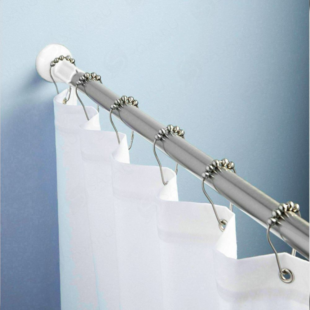Barra de cortina de ducha ajustable en forma de U, barra de cortina de  ducha extensible curvada negra sin taladro, barra de cortina de ducha de