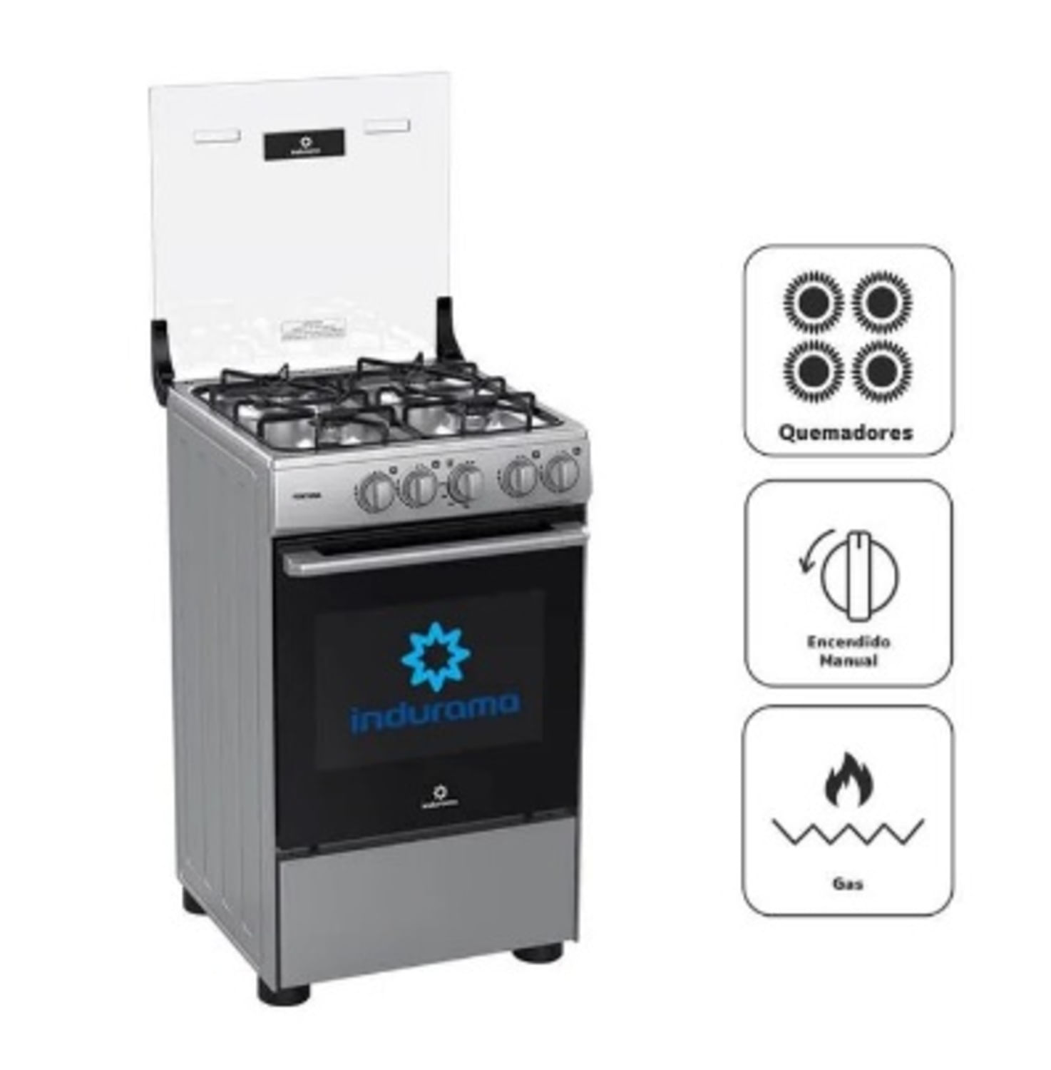 Cocina a Gas INDURAMA 4 Quemadores FONTANA Gris