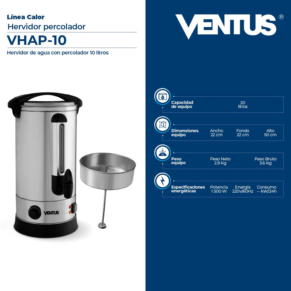 Hervidor de Agua 20 Lts - Ventus Corp