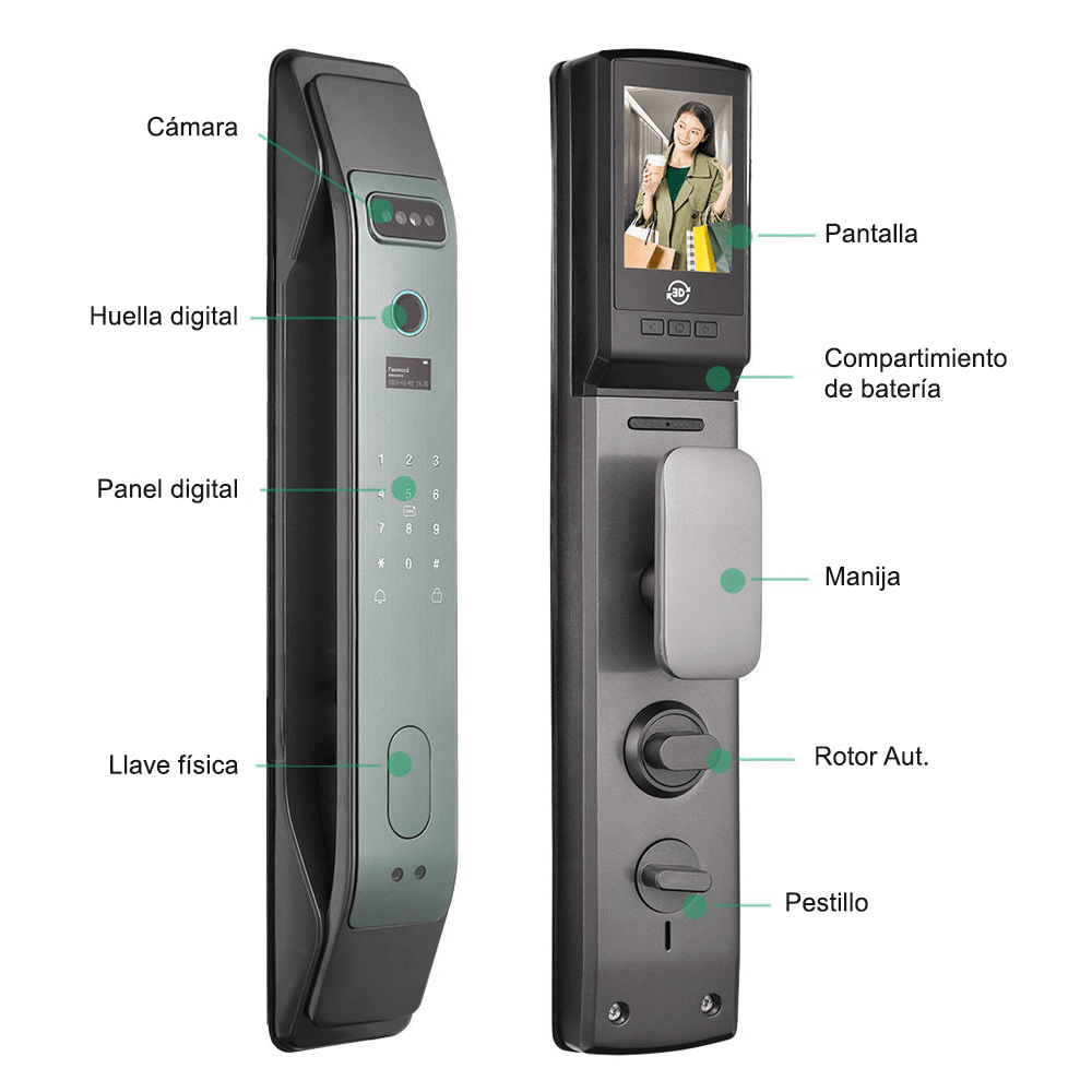 Cerradura Automática Inteligente WiFi Reconocimiento Facial Negro