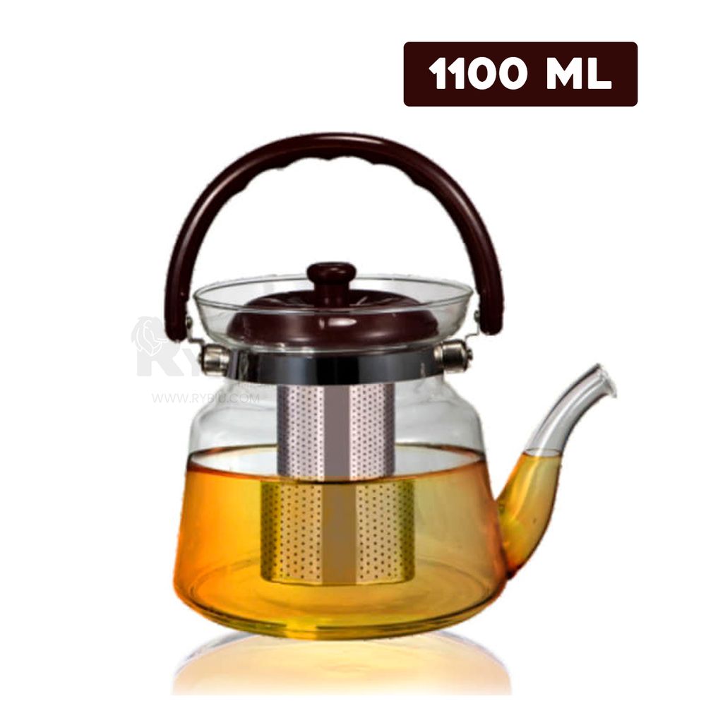 Tetera de Vidrio para Infusiones con Filtro 1100 ml