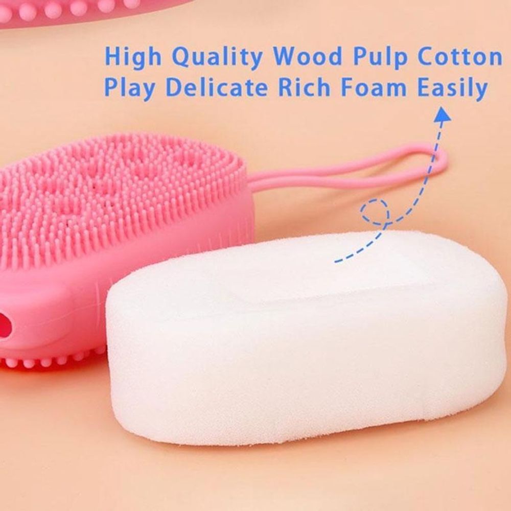 Esponja Cepillo Relajante para Ducha Baño de Silicona Rosado