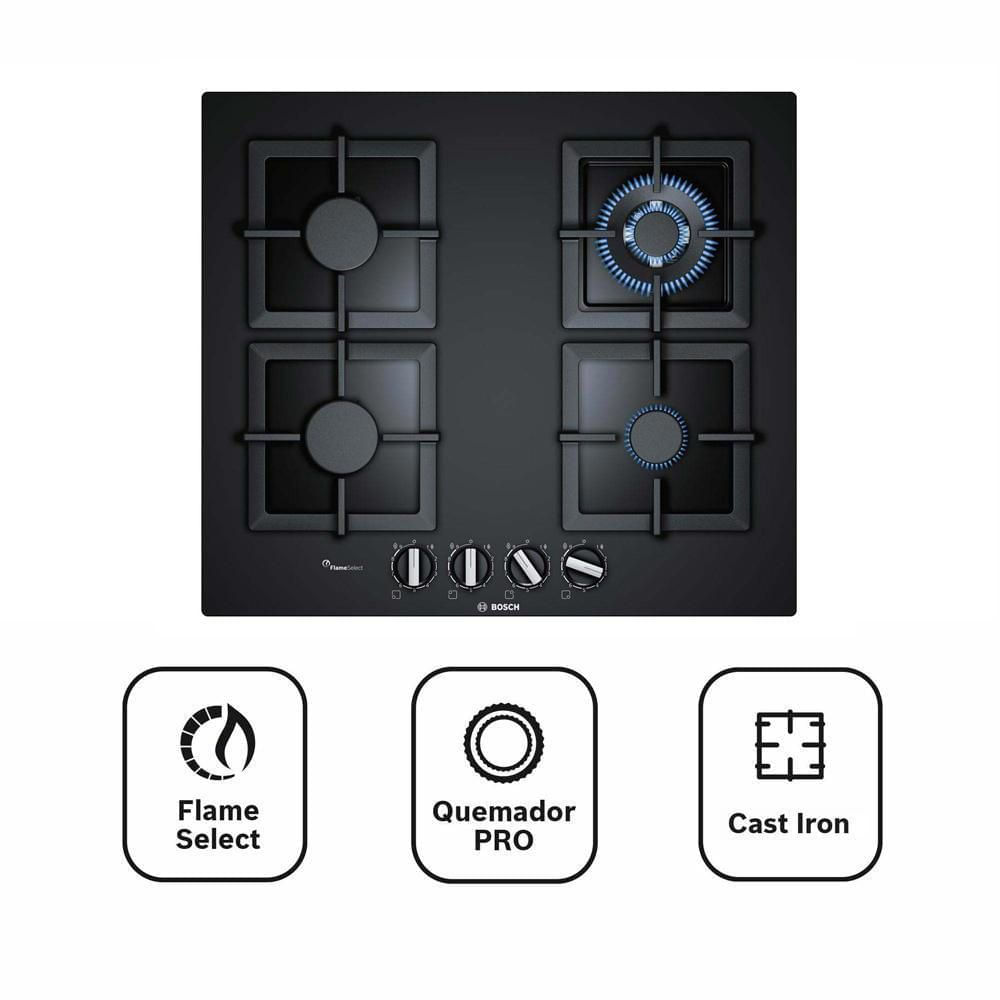 Encimera a Gas Bosch PPH6A6B20 Negro | Oechsle.pe - Oechsle