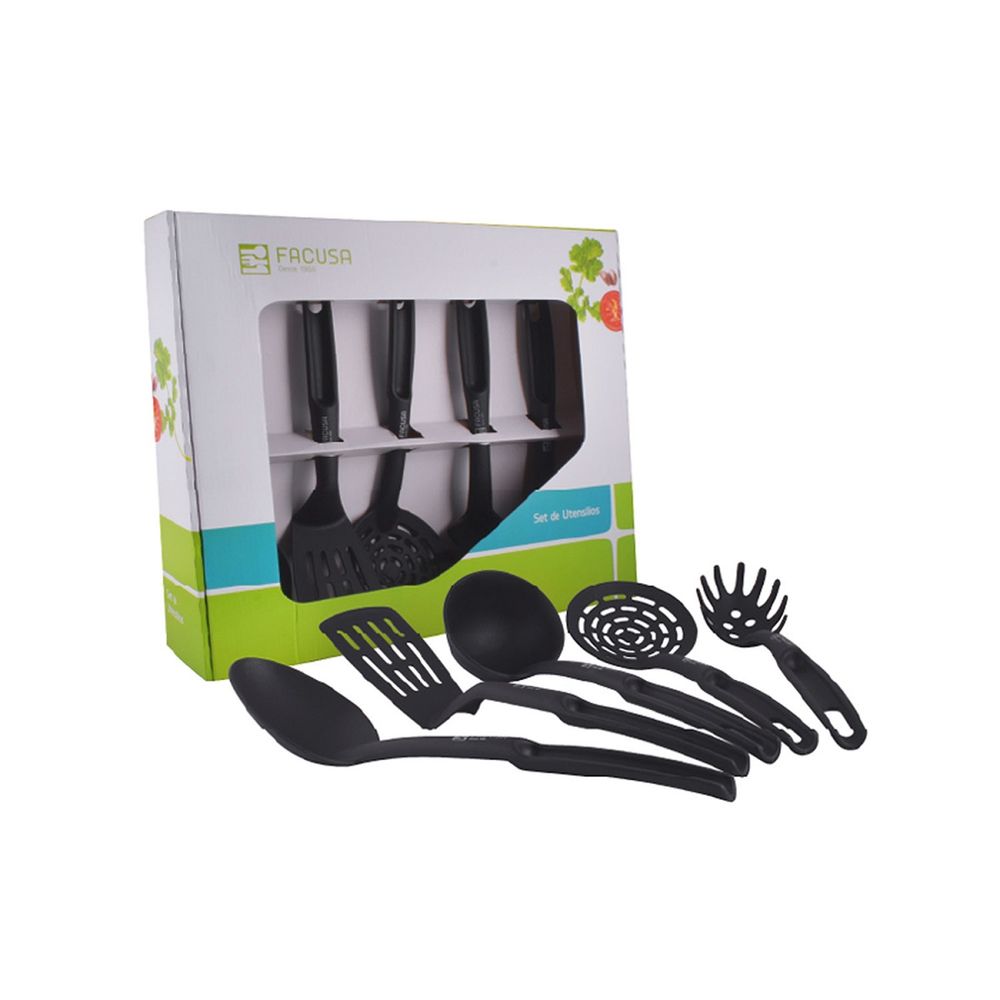 Set de Utensilios Facusa Nyleen x5 Piezas -Negro