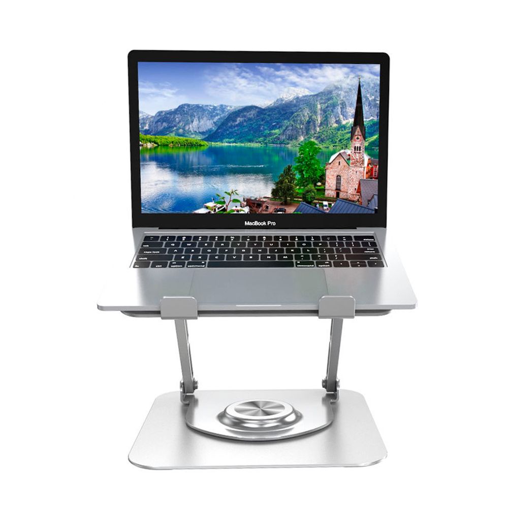 Soporte S&T HF147 de Aluminio para Laptop Base Giratoria Plegable Silver Sop