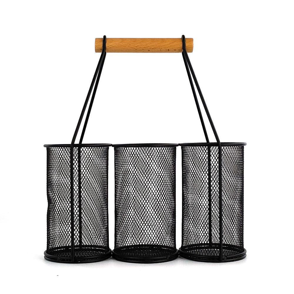 Porta Condimentero Negro de Madera