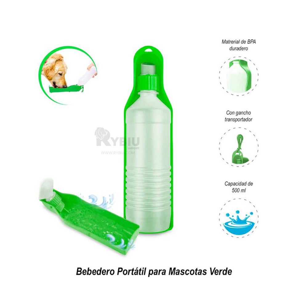 Botella plegable verde 500 ml
