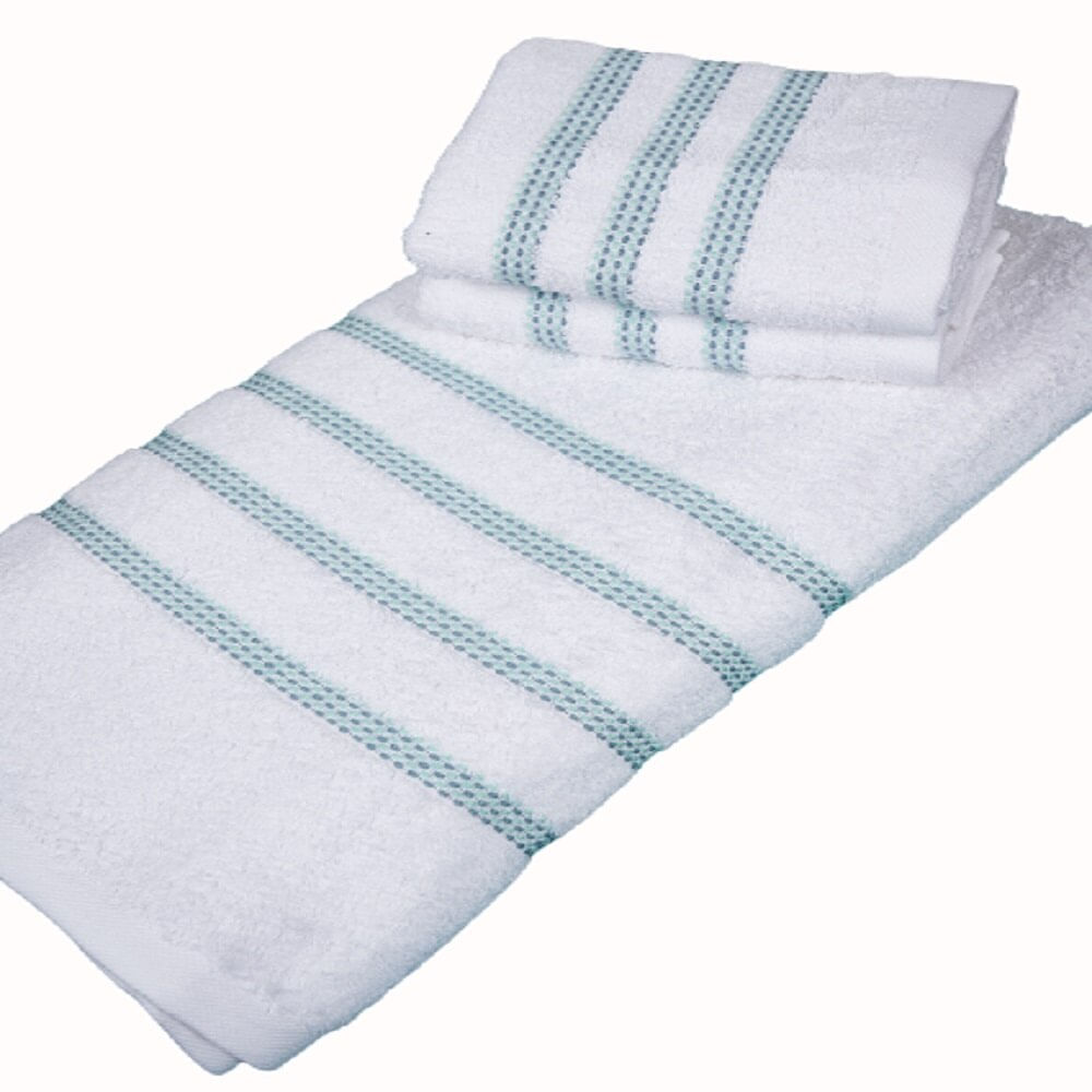 Pack De 03 Toallas 100% Algodón Sleeper Bahamas Blanco y Verde