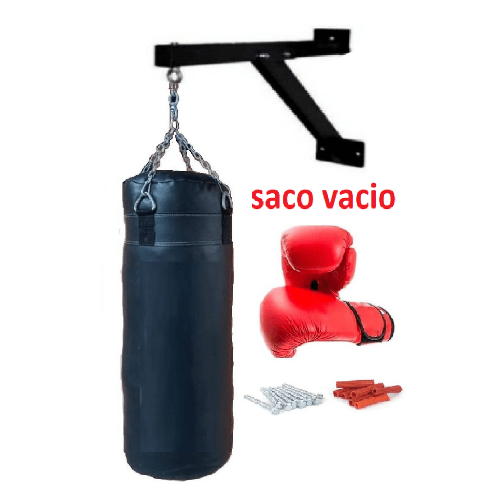 Saco de Boxeo Vacio de 120 cm. con Rack , Cadena y Guantes de