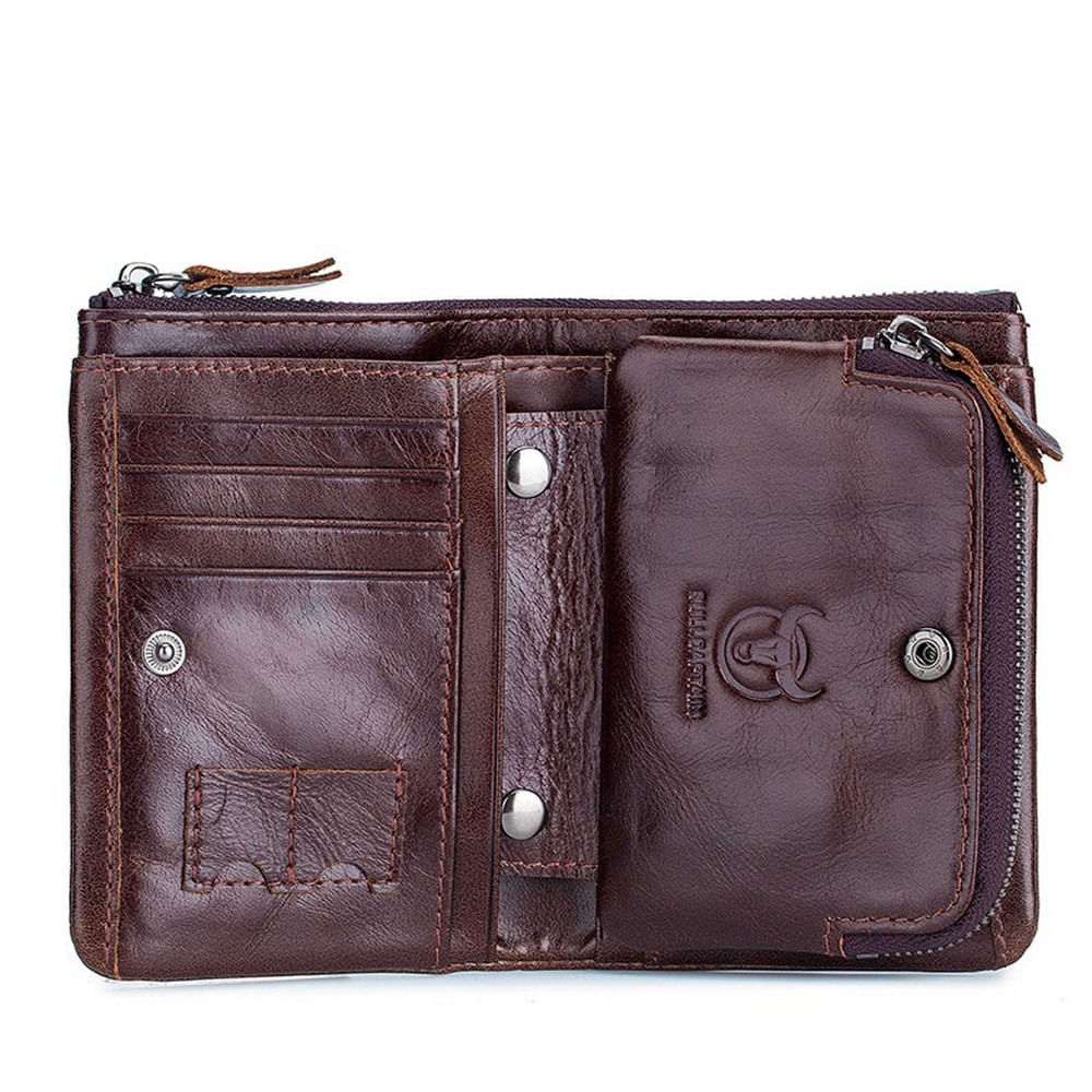 Billetera de Cuero Brillante BullCaptain QB-051-CF Café