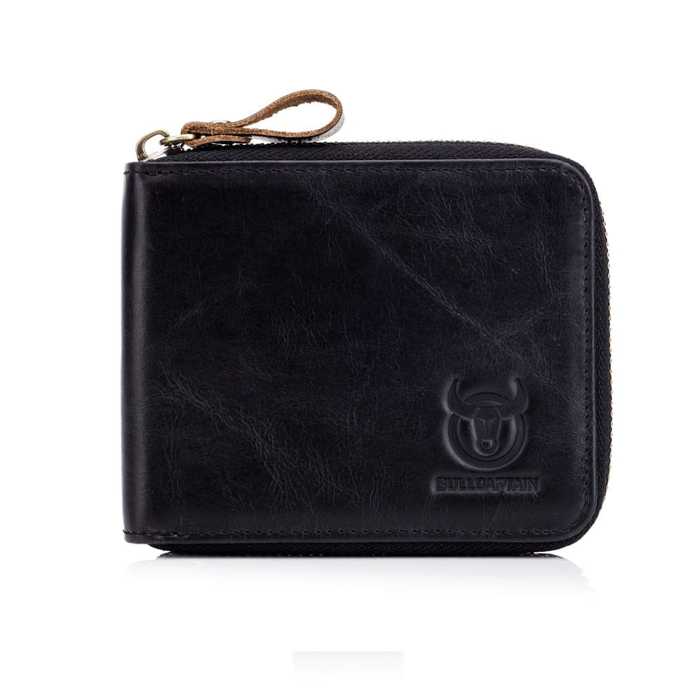 Billetera de Cuero Mate BullCaptain QB-045-BK Negro