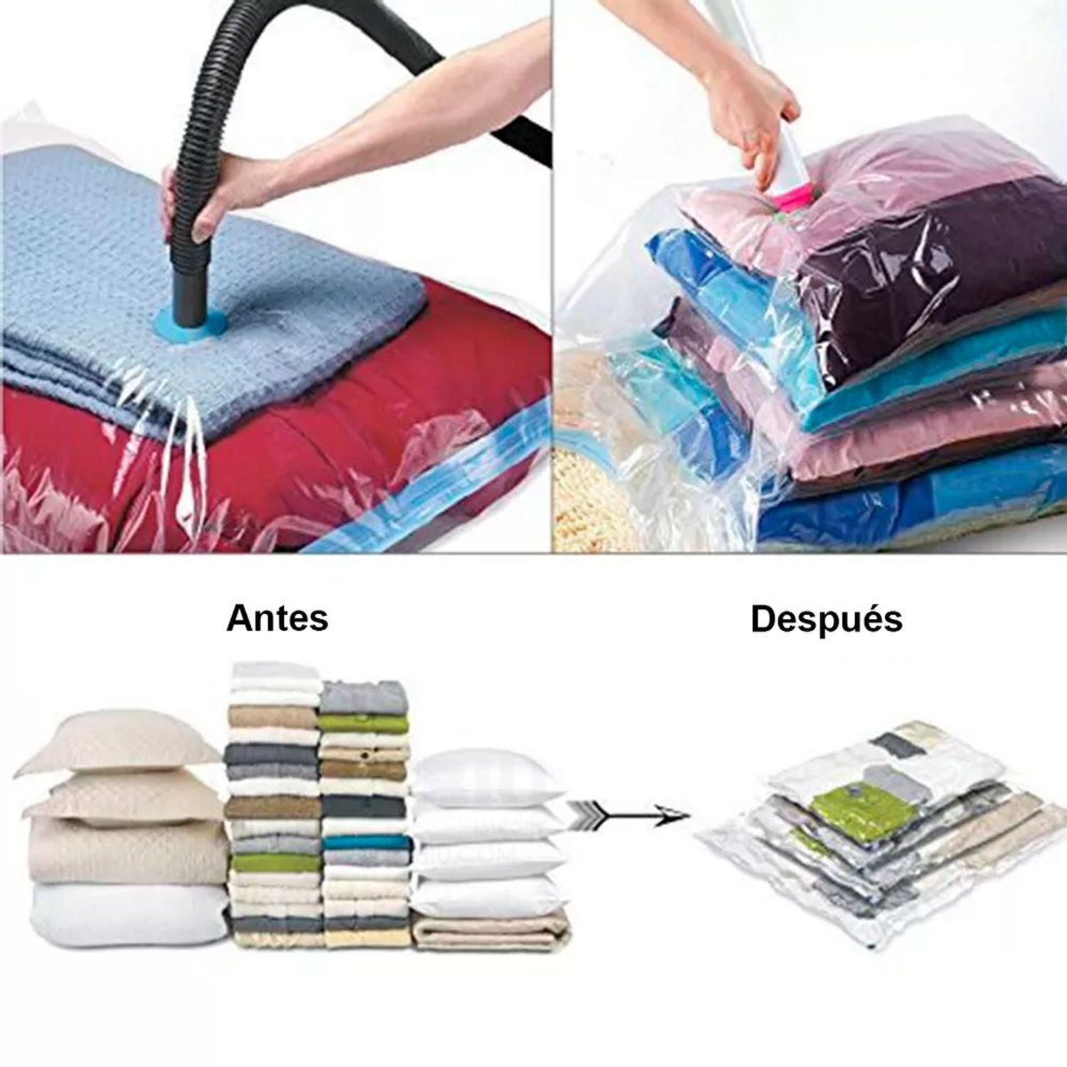 Bolsas de almacenamiento al vacío, funciona con cualquier aspiradora, para  almacenar ropa y ropa de cama, puede ahorrar espacio, sin polvo, mantener