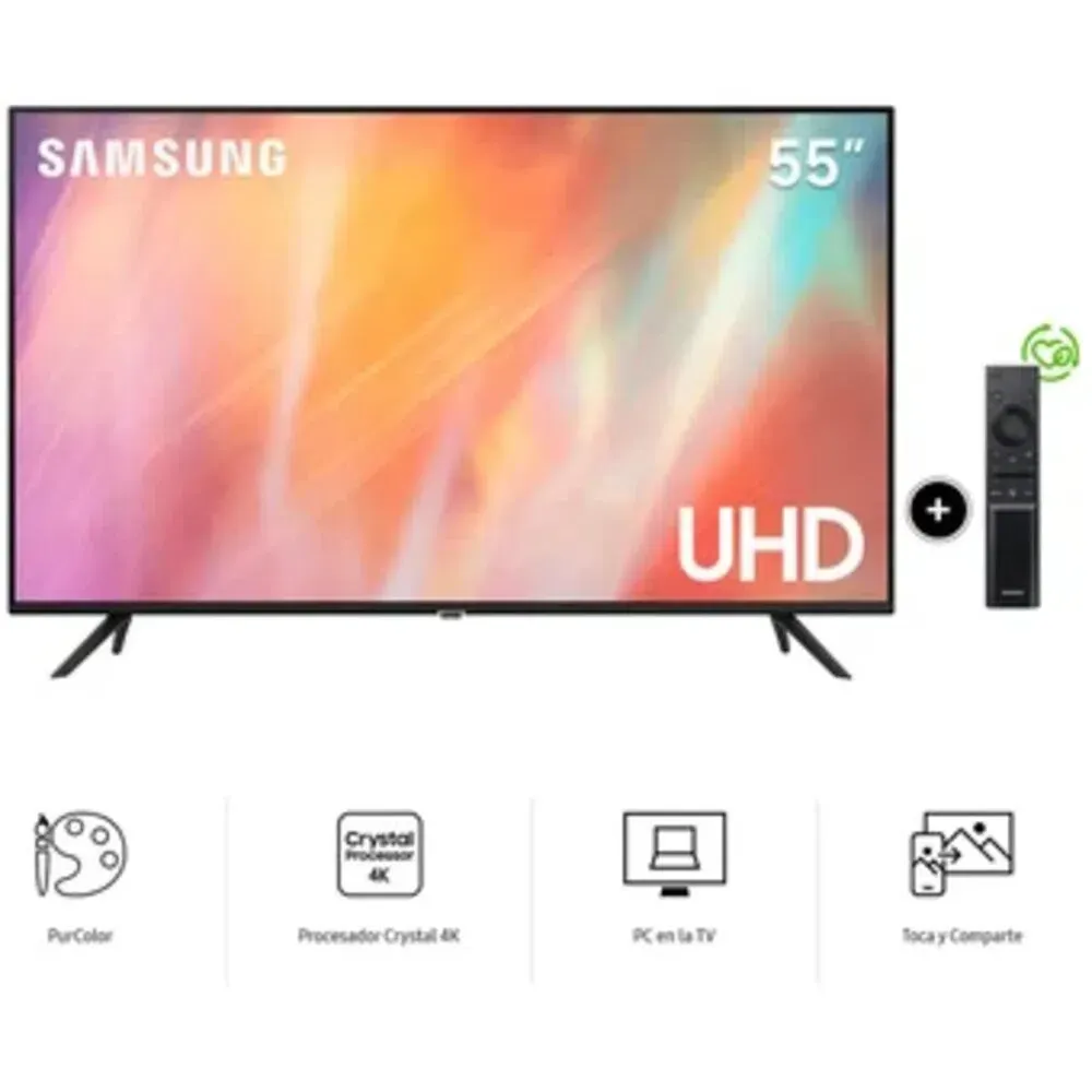 Televisor Smart Samsung UHD 4K 55 UN55AU7090 - Negro