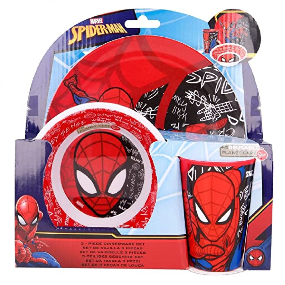 Vajilla infantil Spiderman - 3 piezas Melamina