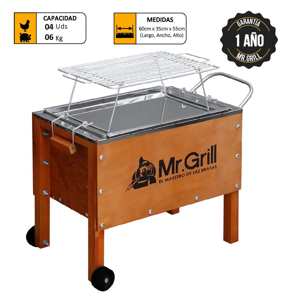 Caja China Mediana Mr. Grill Jr Acero Mixta + Parrilla