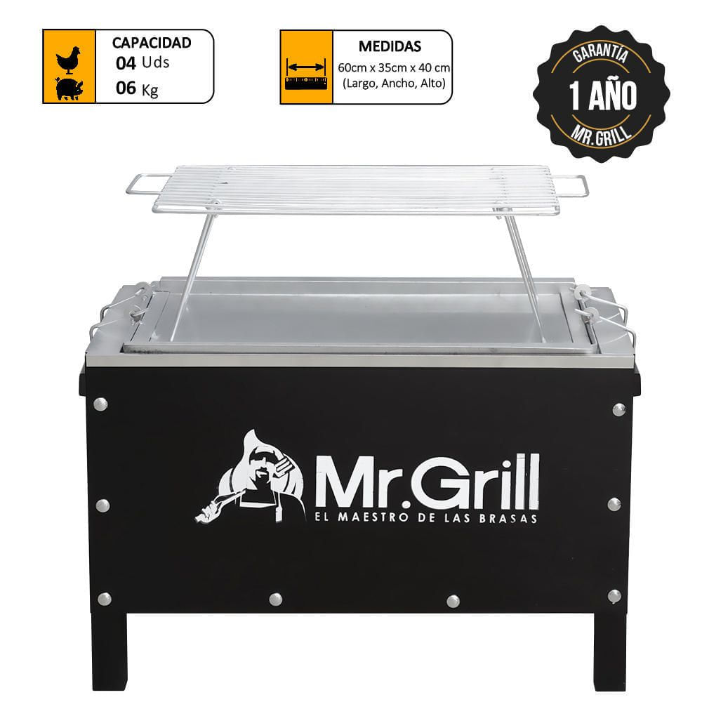 Caja China Mediana Mr. Grill Sr Acero Mixta + Parrilla