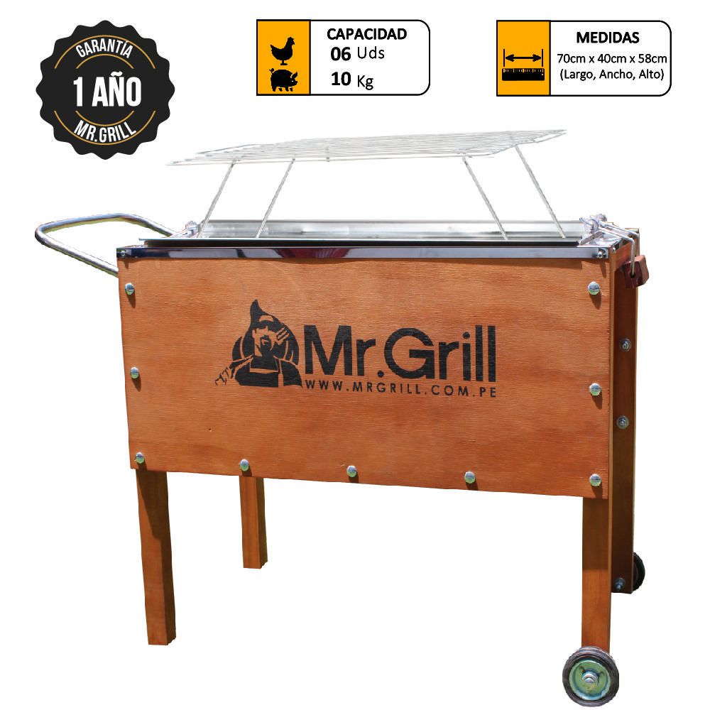 Caja China Mediana Mr. Grill Premium Acero Inox + Parrilla