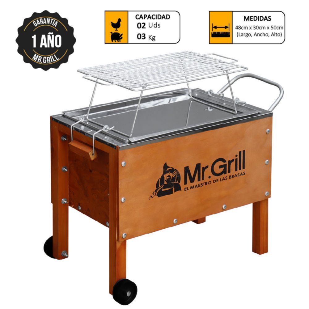 Caja China Chica Mr. Grill Acero Inox + Parrilla