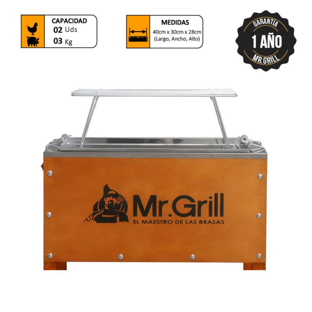 Caja China Mini Mr. Grill Acero Galvanizado + Parrilla