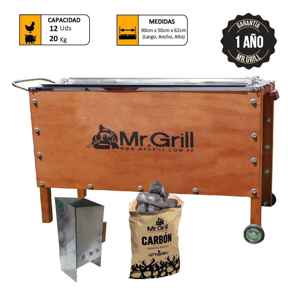 Caja China Grande Mr. Grill Galvanizado + Rapibrasa + Carbon