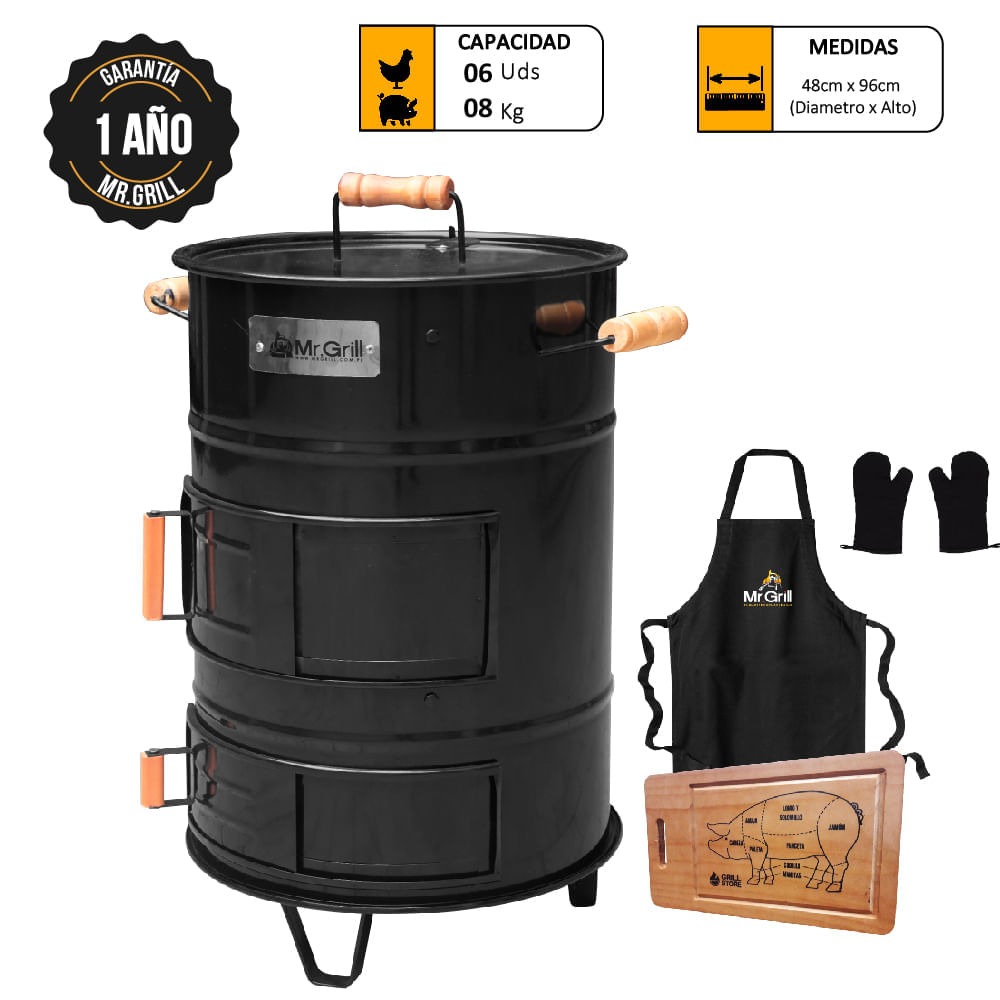 Cilindro Mediano Mr. Grill de Fierro + Manguan + Tabla Pig