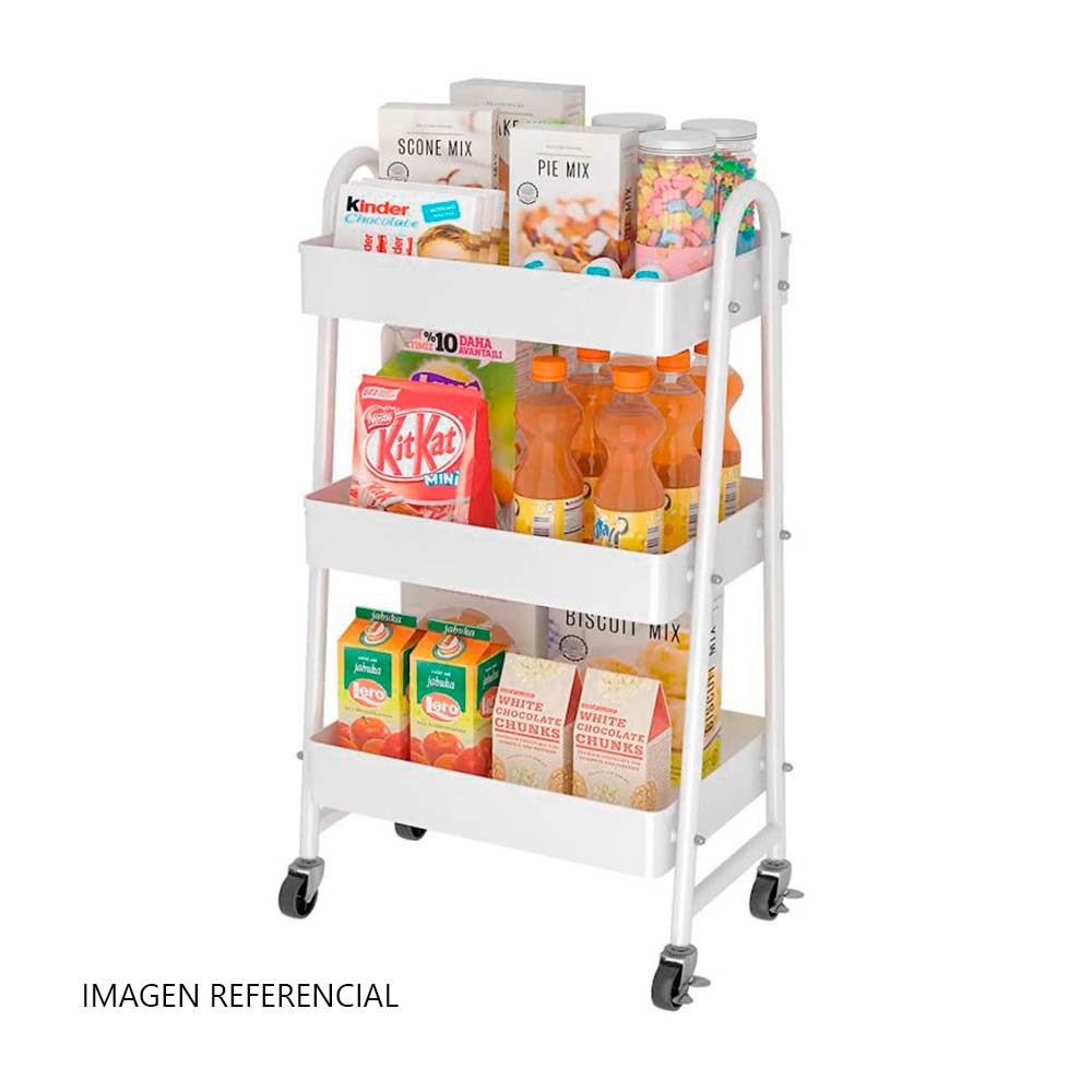 Carrito Organizador de Metal Orange 3 Niveles Blanco