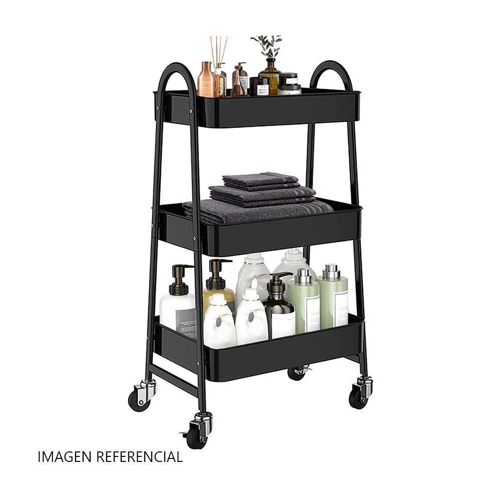 Carrito Organizador de Metal Orange 3 Niveles Negro