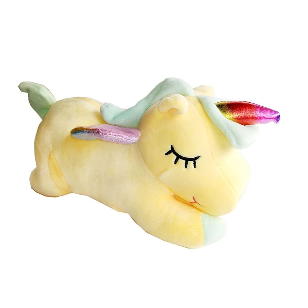 Peluche Unicornio Echado Amarillo Atialérgico 30cm