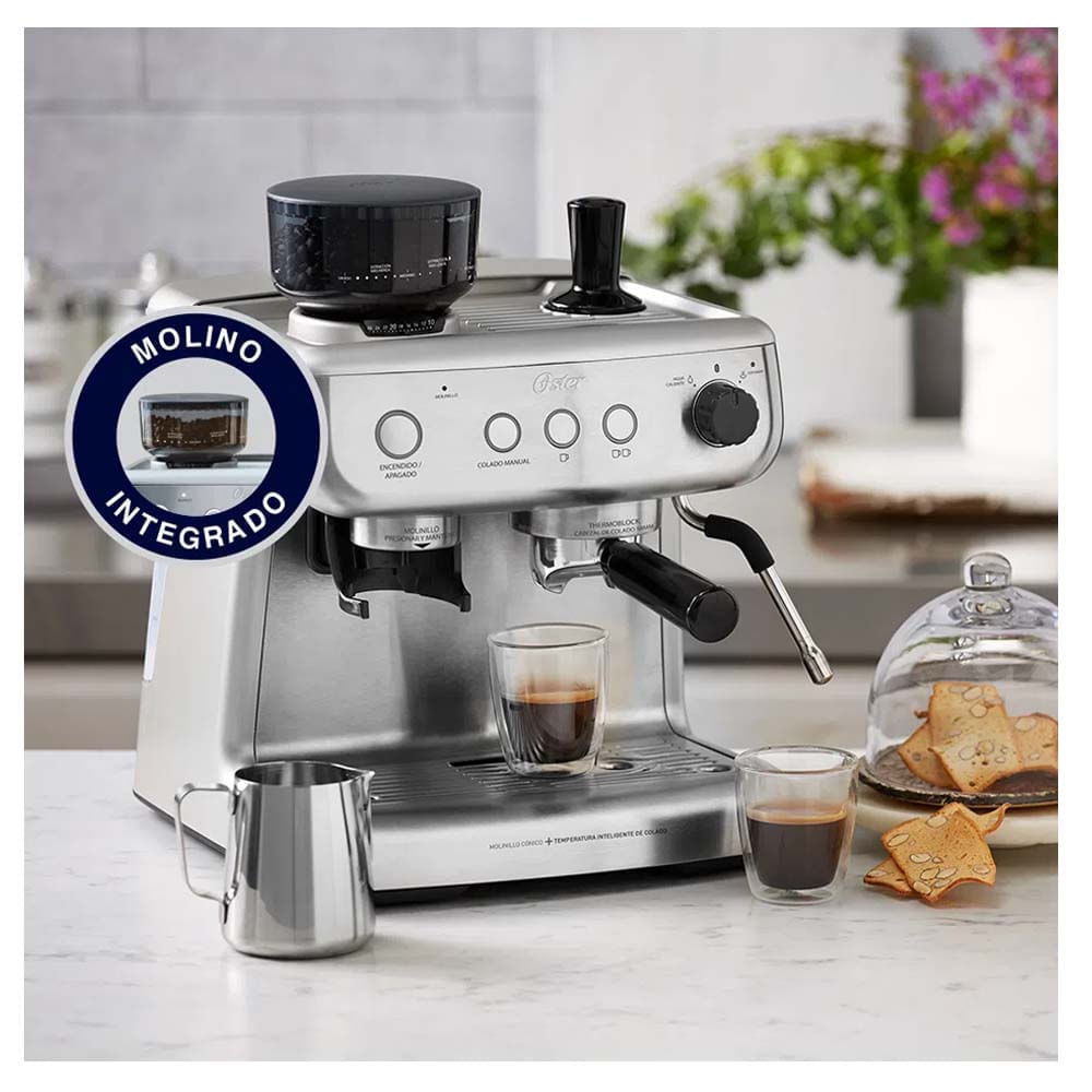 Cafeteras Expresso Máquina de café de espresso con molinillo de cafetera  eléctrica para cafetera comercial Presión de la bomba de la leche de vapor.  para el Hogar y la Oficina ( Color 