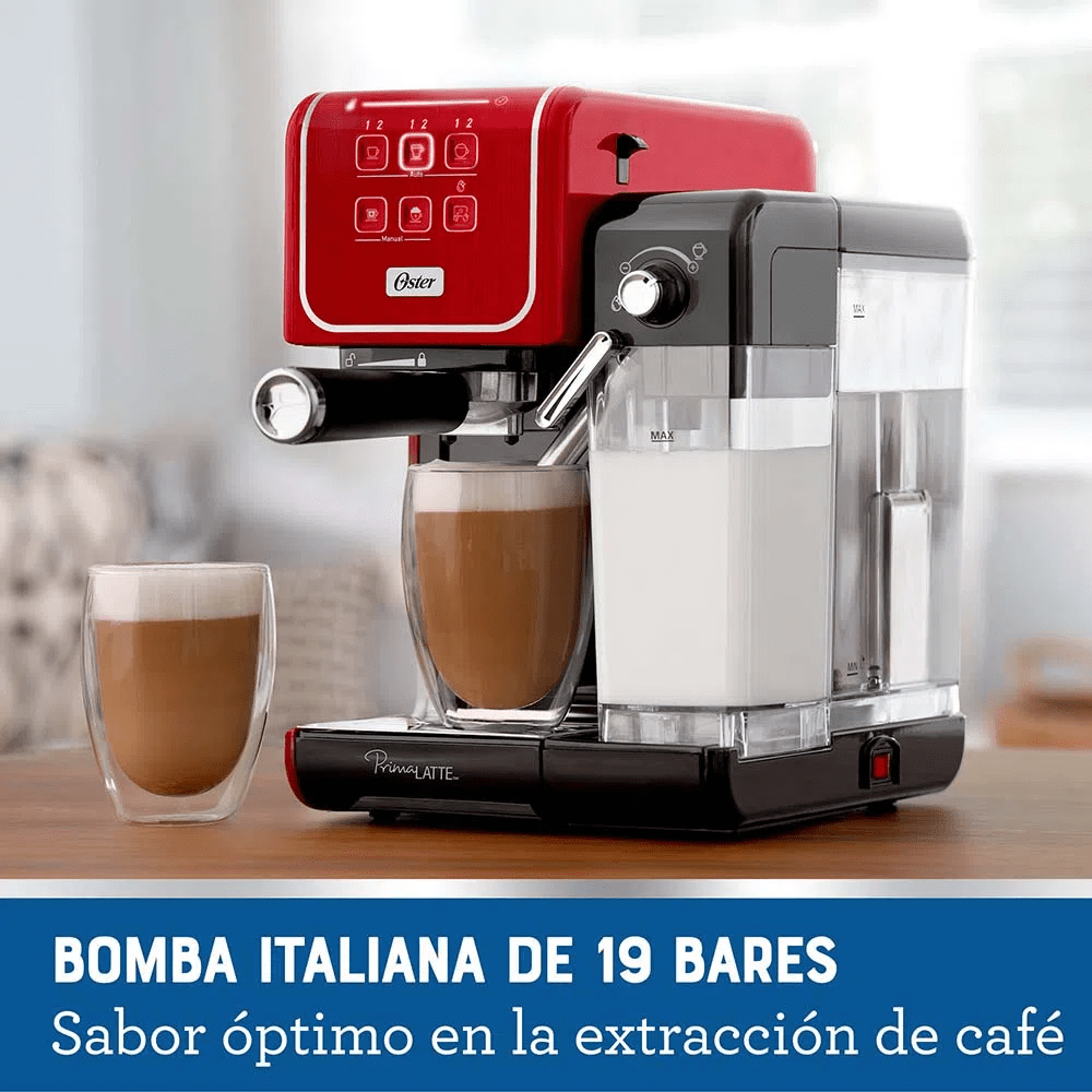 Cafetera Express Compatible con Capsulas Nespresso Oster Prima Latte 6701  Roja