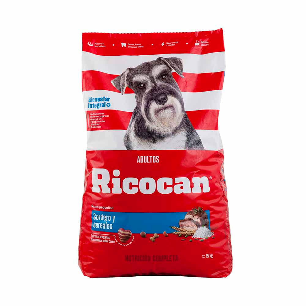 Alimento para Perro RICOCAN Adulto Pequeños Sabor Cordero y Cereales Bolsa 15Kg